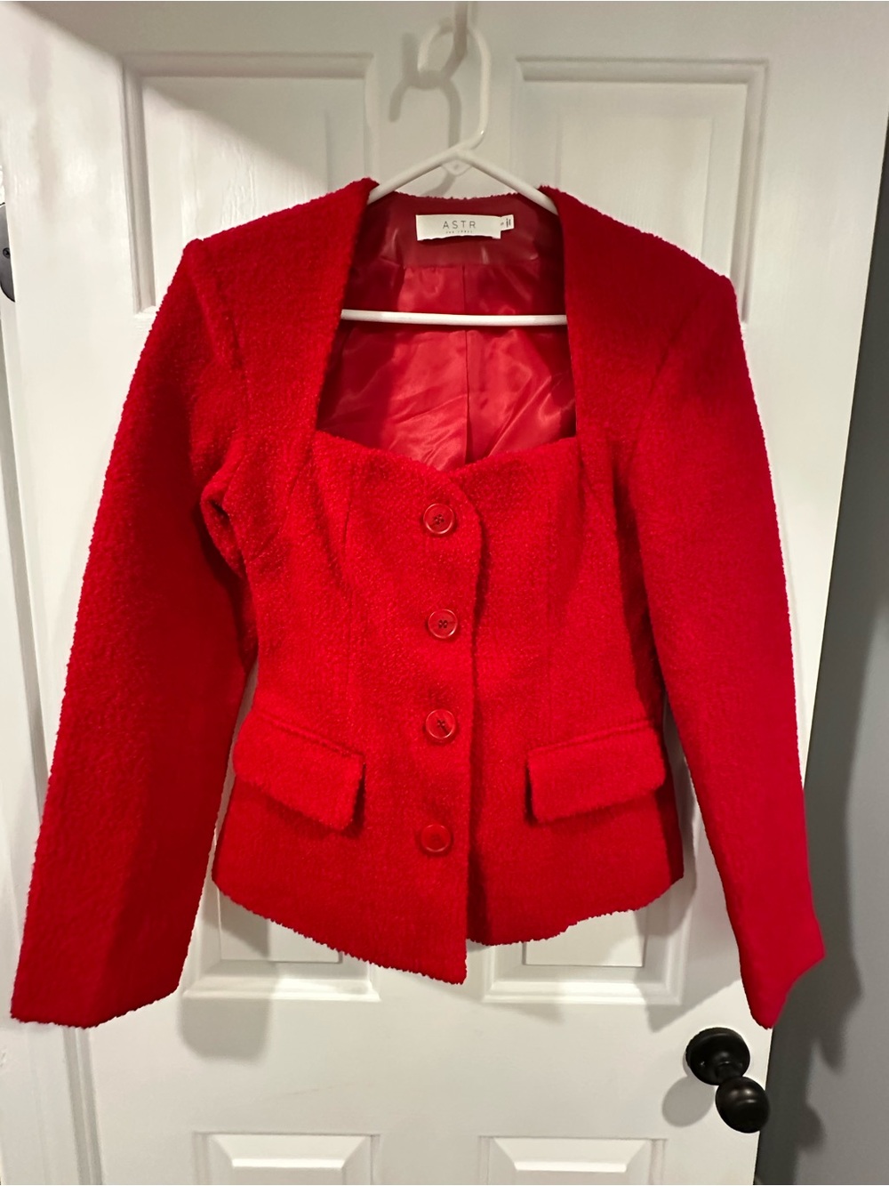 ASTR Red Rivka Women's Sweetheart Blazer